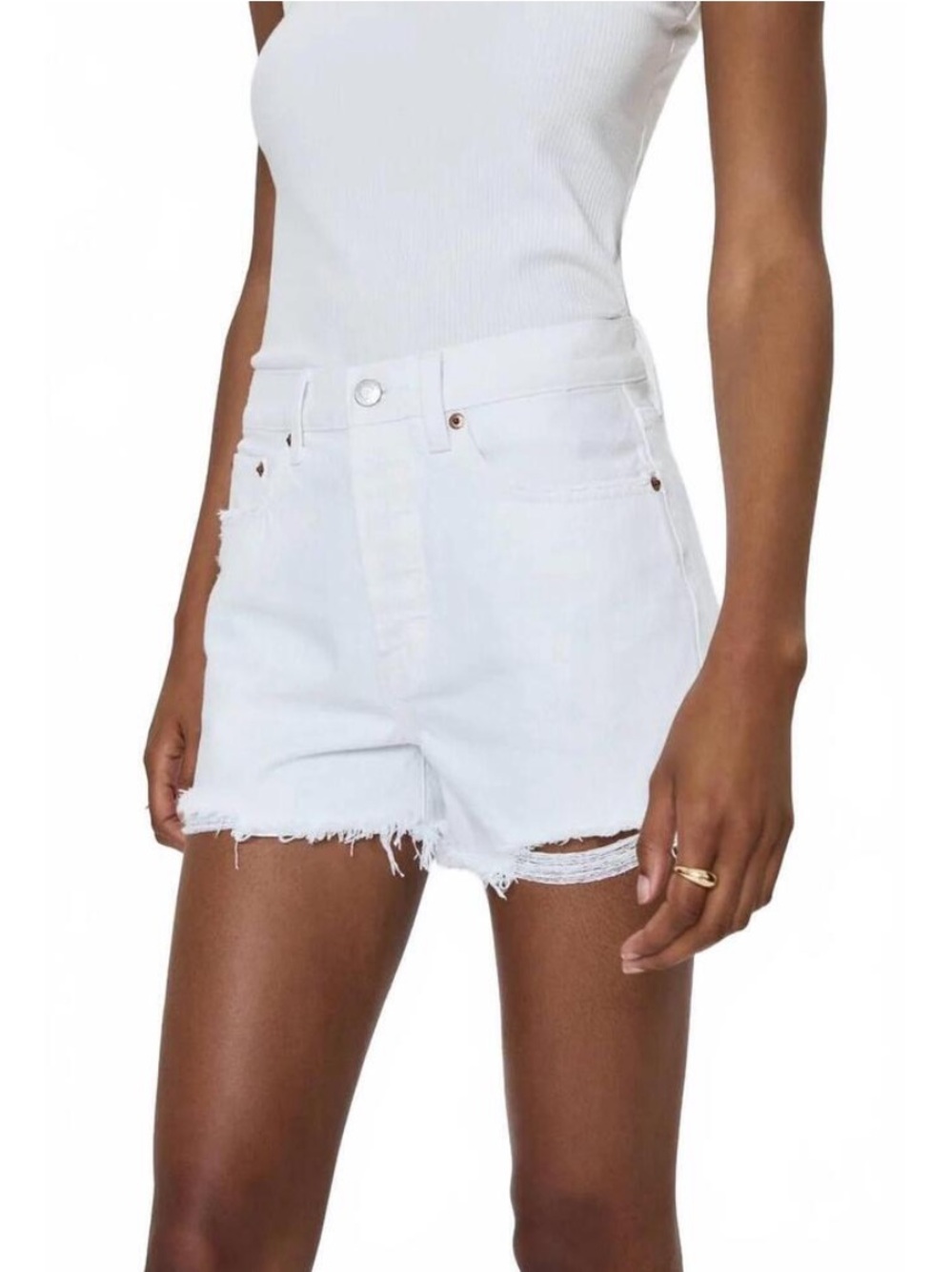 NWT PISTOLA White Nova Raw-Hem Denim Shorts-26